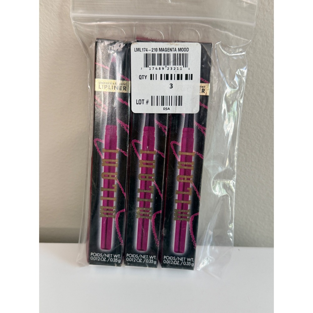 Milani Lipliner Lot‎ of 3 210 Magenta Mood Purple Retractable Pencil NWT